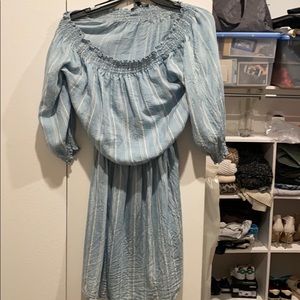 Off the should blue and white summer dress